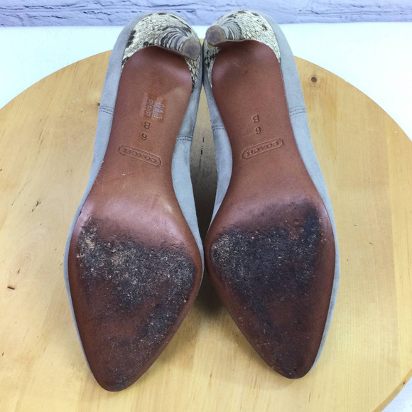 Coach Dovelyn Women's Snakeskin Heel Almond Toe Suede Pull On Ankle Bootie 6B - Picture 10 of 16